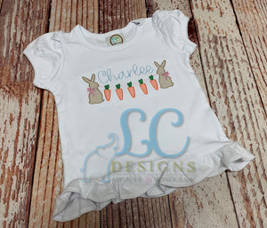Girl Bunny with Carrot Banner Embroidery Top